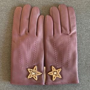 Coach Leather Embellished Star Gloves